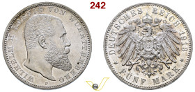 Germania dal 1870, Regno del Wüttemberg Wilhelm II (1891-1918) - 5 mark 1913. AG Fdc (target 100€)