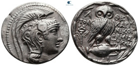 Attica. Athens circa 165-142 BC. Polycharm-, Nikog-, and Themistokles, magistrates. Tetradrachm AR