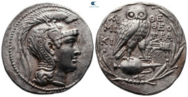 Attica. Athens circa 165-142 BC. Miki(on) and Theophra(stos), magistrates. Tetradrachm AR. New Style Coinage
