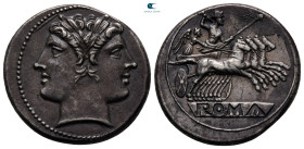 Anonymous circa 225-214 BC. Rome. Didrachm - Quadrigatus AR