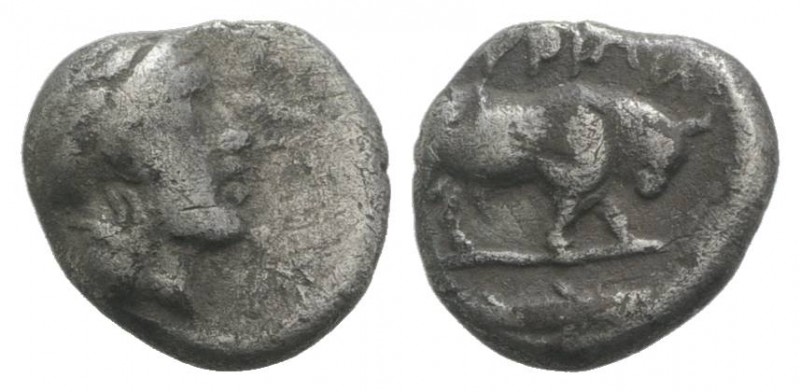 Southern Lucania, Thourioi, c. 443-400 BC. AR Triobol (9mm, 0.99g, 12h). Helmete...