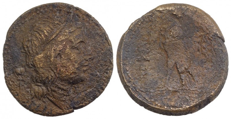 Bruttium, Lokroi Epizephyrioi, c. 287-278 BC. Æ (27mm, 14.40g, 5h). Head of Pers...
