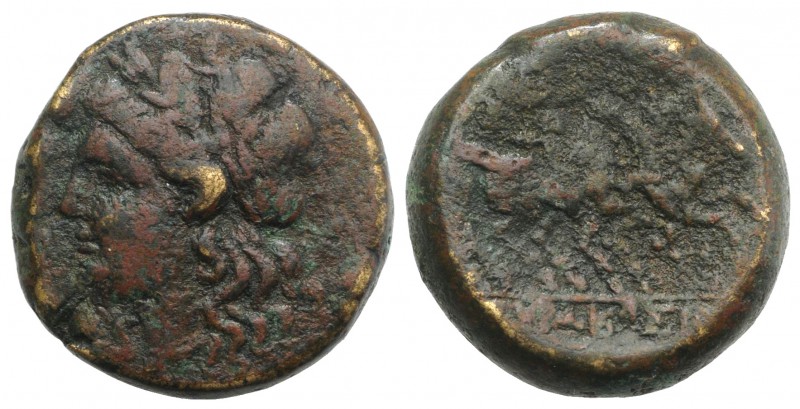 Sicily, Syracuse, 214-212 BC. Æ (22mm, 11.64g, 3h). Laureate head of Apollo l. R...