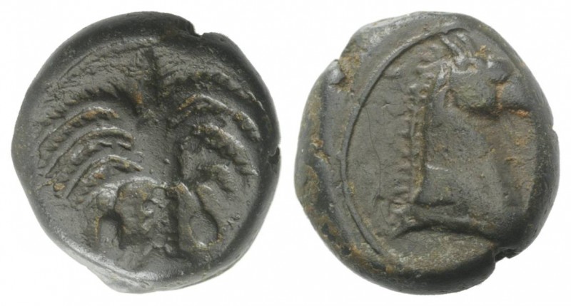 Sicily, Carthaginian Domain, c. 4th-3rd century BC. Æ (15mm, 5.46g, 9h). Palm tr...