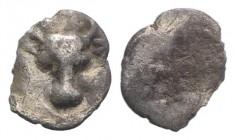 Thraco-Macedon, Pangeion region, c. 510-485 BC. AR Hemiobol (8mm, 0.26g). Bull's head facing. R/ Quadripartite incuse square. SNG ANS 1006; Svoronos p...
