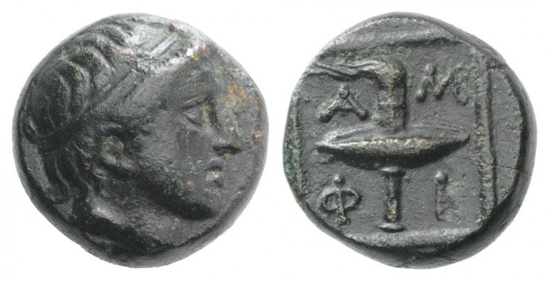 Macedon, Amphipolis, c. 410-357 BC. Æ (13mm, 3.68g, 10h). Diademed male head r. ...