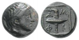 Macedon, Amphipolis, c. 410-357 BC. Æ (13mm, 3.68g, 10h). Diademed male head r. R/ Race torch. SNG ANS 85-6; SNG Copenhagen 43-4. VF - Good VF Ex CNG ...