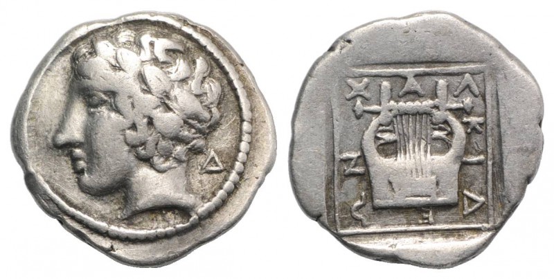 Macedon, Chalkidian League, Olynthos, c. 425-420 BC. AR Tetrobol (14mm, 2.34g, 1...
