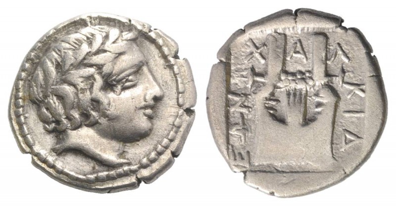 Macedon, Chalkidian League, Olynthos, c. 415-410 BC. AR Tetrobol (13mm, 2.21g, 9...