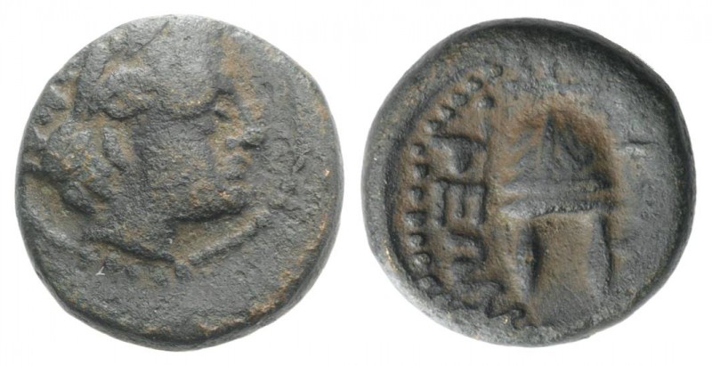 Macedon, Orthagoreia, c. 350 BC. Æ (12mm, 2.50g, 9h). Laureate head of Apollo r....