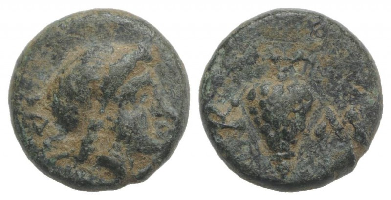 Thrace, Odessos(?). Æ (8mm, 0.90g, 2h). Laureate head of Apollo r. R/ Bunch of g...