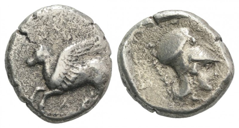 Akarnania, Leukas, c. 350-320 BC. AR Stater (20mm, 8.31g, 1h). Pegasos flying l....