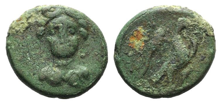 Euboia, Chalkis, c. 245-196 BC. Æ (14mm, 2.71g, 12h). Bust of Hera facing slight...