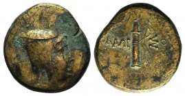 Pontos, Amisos, c. 125-100 BC. Æ (26mm, 21.31g, 12h). Under Mithradates VI, c. 120-111 or 100-95. Head r., wearing bashlyk. R/ Quiver and unstrung bow...
