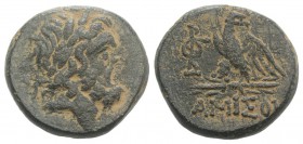 Pontos, Amisos, time of Mithradates VI, c. 85-65 BC. Æ (20mm, 8.35g, 12h). Laureate head of Zeus r. R/ Eagle standing l., head r., on thunderbolt; mon...