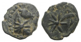 Pontos, Uncertain, c. 130-100 BC. Æ (12mm, 1.68g, 9h). Head of horse r., with star of eight points on its neck. R/ Comet star of eight points with tra...