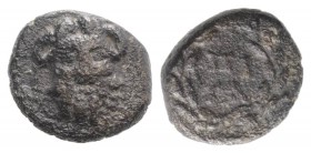 Mysia, Pitane, 4th-3rd centuries BC. Æ (11mm, 1.75g, 12h). Facing head of Zeus-Ammon. R/ ΠI/TA within wreath. SNG BnF -; SNG Copenhagen -; SNG von Aul...