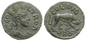 Troas, Alexandria. Pseudo-autonomous issue, c. mid 3rd century AD. Æ (21mm, 4.53g, 12h). Turreted and draped bust of Tyche r.; vexillum behind. R/ She...