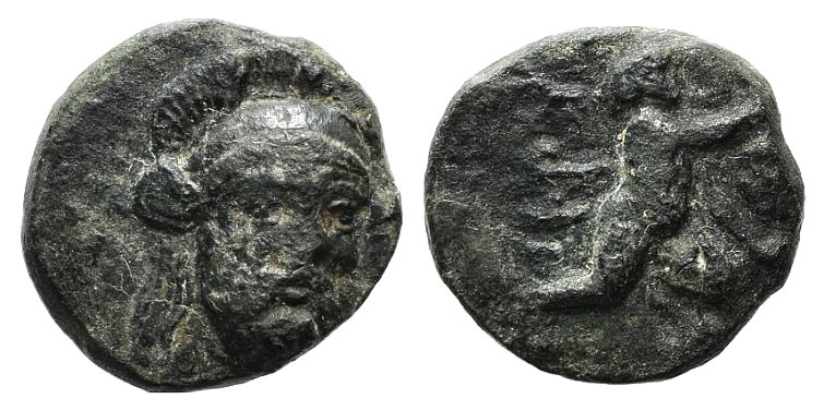 Troas, Ophrynion, 4th century BC. Æ (11mm, 1.52g, 7h). Helmeted head of Hektor f...