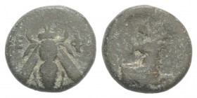 Ionia, Ephesos, c. 387-289 BC. Æ (10.5mm, 1.54g, 12h ). Bee. R/ Forepart of a stag r., head l. SNG Kayhan -; SNG Copenhagen 244. Green patina, Good Fi...