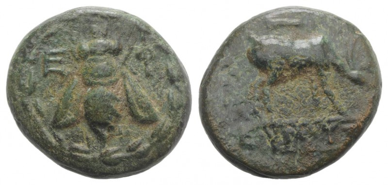 Ionia, Ephesos, c. 280-258 BC. Æ (15mm, 3.75g, 12h). Bee within wreath. R/ Stag ...