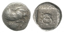 Ionia, Klazomenai, c. 480-400 BC. AR Diobol (8mm, 0.96g, 12h). Forepart of winged boar r. R/ Gorgoneion within incuse square. SNG Copenhagen 12. Rare,...