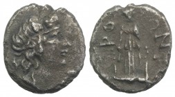 Islands of Caria, Rhodes(?) AR Obol (10mm, 1.17g, 12h). Diademed head r. R/ Artemis(?) standing facing. About VF