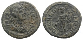 Lydia, Julia Gordus, 2nd century AD. Æ (19mm, 3.76g, 6h). Draped bust of Senate r. R/ Dionysos standing l., holding kantharos and long thyrsos. RPC IV...