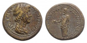 Lydia, Sardeis. Pseudo-autonomous issue, time of Nero (54-68). Æ (17mm, 4.38g, 6h). Tiberius Claudius Mnaseas, strategos(?). Draped bust of youthful S...