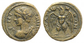 Lydia, Thyateira. Pseudo-autonomous issue, 2nd-3rd centuries AD. Æ (22mm, 5.81g, 12h). Bust of Artemis Boreitene l., with quiver over shoulder, seen f...