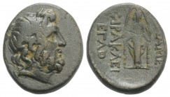 Phrygia, Apameia, c. 100-50 BC. Æ (22mm, 6.99g, 12h). Herakle-, and Eglo-, magistrates. Laureate head of Zeus r. R/ Cult statue of Artemis Anaïtis fac...
