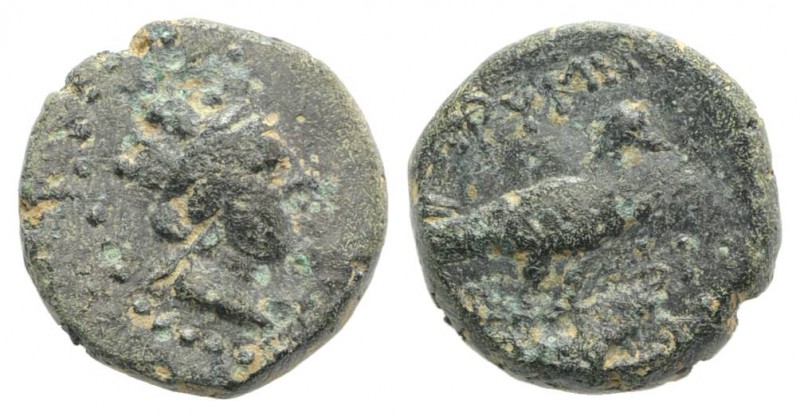 Phrygia, Prymnessos, c. 2nd-3rd century AD. Æ (14mm, 3.48g, 9h). Turreted head o...