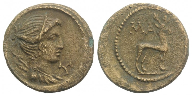Lycian League, Masikytes, c. 27 BC-14 AD. Æ (19.5mm, 3.04g, 12h). Head of Artemi...