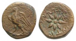 Pisidia, Antioch, c. 1st century BC. Æ (16mm, 5.30g). Eagle standing l. on thunderbolt. R/ Eight-pointed star. SNG BnF -; SNG Copenhagen -; SNG von Au...