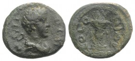 Pisidia, Antioch. Pseudo-autonomous. Time of Antoninus Pius (138-161). Æ (14mm, 1.53g, 6h). Bare-headed and draped bust of Hermes r., [caduceus over s...