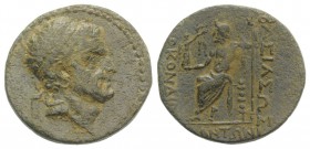 Cilicia, Anazarbos. Tarkondimotos I Philantonios (King of Eastern Cilicia, c. 39-31 BC). Æ (21mm, 8.23g, 1h). Diademed head r. R/ Zeus Nikephoros seat...