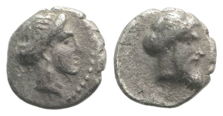 Cilicia, Nagidos, c. 400-380 BC. AR Obol (8mm, 0.64g, 9h). Head of Aphrodite r. ...