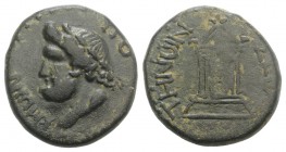 Galatia, Tavion, 1st century AD. Æ (20mm, 6.83g, 1h). Laureate head of Zeus l. R/ Temple with six columns. RPC I 3570; SNG BnF 2645. Near VF