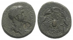 Kings of Commagene, Antiochos IV (AD 38-72). Æ (28mm, 15.56g, 12h). Diademed head r.; c/m: anchor. R/ Scorpion; all within wreath. RPC I 3854. SNG Cop...