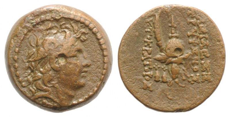 Seleukid Kings, Tryphon (c. 142-138 BC). Æ (17mm, 5.07g, 12h). Antioch on the Or...