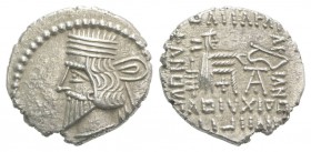 Kings of Parthia, Pakoros I (c. AD 78-120). AR Drachm (19mm, 3.64g, 12h). Ekbatana. Diademed bust l. R/ Archer (Arsakes I) seated r. on throne, holdin...