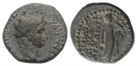 Augustus (27 BC-AD 14). Phrygia, Hierapolis. Æ (17mm, 3.98g, 12h). Bare head r. R/ Apollo standing r., holding plectrum with and lyre. RPC I 2955; SNG...