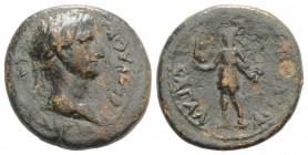 Gaius (Caligula, 37-41). Pisidia, Sagalassus. Æ (29mm, 14.42g, 6h). Bare head r. R/ Helmeted Lacedaemon standing l., holding nike. RPC I 3524. Very Ra...