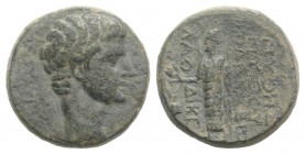 Claudius ? (41-54). Phrygia, Laodicea ad Lycum. Æ (16mm, 5.47g, 6h). Pythes, son of Pythes, magistrate. Bare head r. R/ Zeus Laodiceus standing l., ho...