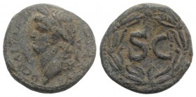 Nero (54-68). Seleucis and Pieria, Antioch. Æ (21.5mm, 6.37g, 12h), c. AD 65-6. Laureate head l. R/ Large SC within wreath. RPC I 4298. Green patina, ...