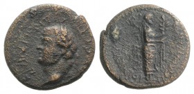 Vespasian (69-79). Aeolis, Aegae. Æ (18mm, 4.44g, 1h). Laureate head l. R/ Apollo standing r., holding taenia and laurel branch. RPC II 967; SNG Münch...