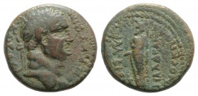 Vespasian (69-79). Lydia, Philadelphia. Æ (22mm, 7.50g, 12h). Herodes and Polemaios, epimelethentes. Laureate head r. R/ Zeus Lydios standing l., hold...