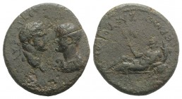 Titus and Domitian (Caesares, 69-81). Ionia, Smyrna. Æ (23mm, 5.41g, 12h), M. Vettius Bolanus, proconsul, c. 73-9. Laureate head of Titus, on the l., ...