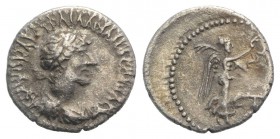 Hadrian (117-138). Cappadocia, Caesaraea-Eusebia. AR Hemidrachm (14mm, 1.33g, 12h). Laureate bust r., with slight drapery. R/ Nike advancing r., holdi...