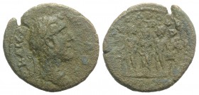 Antoninus Pius (138-161). Pisidia, Codrula. Æ (26.5mm, 7.65g, 1h). Laureate head r. R/ Veiled Moon-goddess ('Helena') standing facing, wearing crescen...